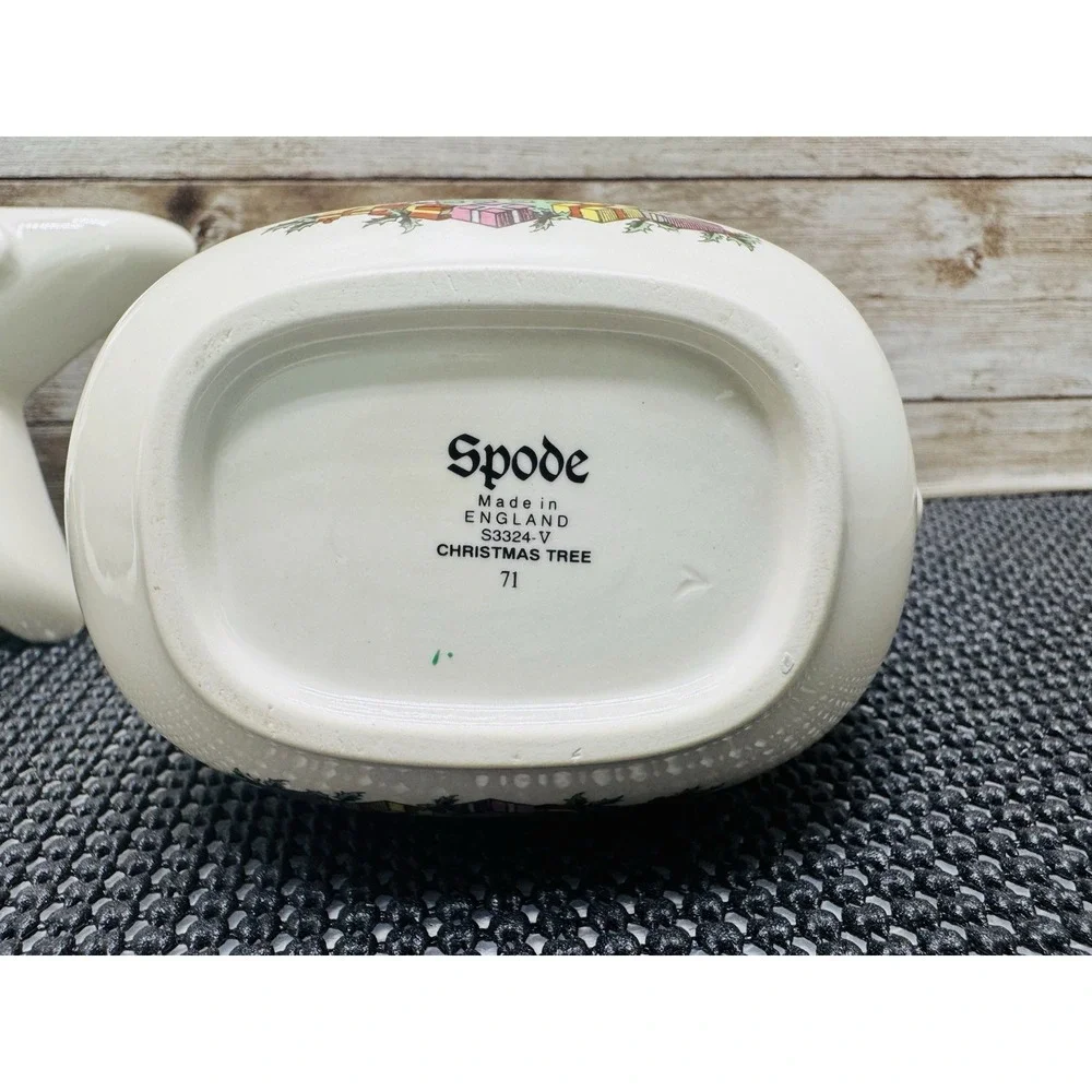VTG 80's Spode Christmas Pattern Mixed Lot of 3 Spoon Rest Creamer Candy Dish - Picture 11 of 11